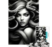 Rompecabezas de 1000 Piezas para Adolescentes Medusa la Gorgona B﹨UW Actividades Divertidas en casa Mejora la Memoria Juguete Decoración de Pared para Mayores de 14 años (38x52cm)