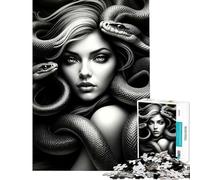 Rompecabezas de 1000 Piezas para Adolescentes Medusa la Gorgona B﹨UW Ayuda a ejercitar el Cerebro para diversión Familiar Juegos Divertidos Apto para Mayores de 14 años (50x75cm)