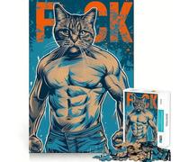 Rompecabezas de 1000 Piezas para Adolescentes Meme de Gato Luchador,Arte de Corte preciso,Juego Divertido para concentrarse,Tiempo de Juego Relajante,Regalo de cumpleaños (50x75cm)