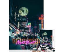 Rompecabezas de 1000 Piezas para Adolescentes Mercado Nocturno de Bangkok decoración del hogar Juguetes Regalos de cumpleaños Juego de ingenio Lista de Deseos con Papá Noel (tamaño 38x26cm)