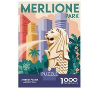 Rompecabezas De 1000 Piezas para Adolescentes Merlione Park Singapore Travel Rompecabezas para Adultos Juegos Divertidos Desafío Difícil para Cumpleaños, Navidad 52x38cm/1000pcs