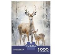 Rompecabezas De 1000 Piezas para Adolescentes Merry Xmas Deer Family Rompecabezas Juegos Relajantes Decoración De Pared Regalos para Amigos Y Familiares 52x38cm/1000pcs