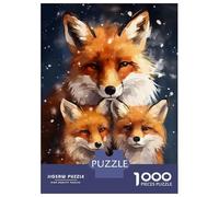 Rompecabezas De 1000 Piezas para Adolescentes Merry Xmas Fox Family Rompecabezas para Adultos Juegos De Relajación Ensamblaje De Patrones Diversión En Casa Actividades, 52x38cm/1000pcs