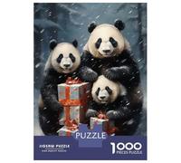 Rompecabezas De 1000 Piezas para Adolescentes Merry Xmas Panda Family Rompecabezas para Adultos Juego Práctico Pero Divertido Y Humorístico Regalos para Reducir El Estrés 70x50cm/1000pcs