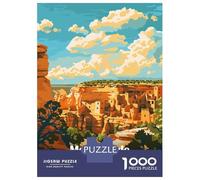 Rompecabezas De 1000 Piezas para Adolescentes Mesa Verde National Park Illustration Rompecabezas para Adultos Juegos Relajantes Alivia El Estrés Ayuda A Ejercitar El Cerebro 38x26cm/1000pcs