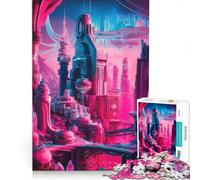 Rompecabezas de 1000 Piezas para Adolescentes Metrópolis galáctica neón Juguetes para armar Mejora la Memoria colección de Artistas Bellas Artes 50x75cm