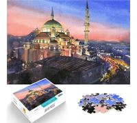 Rompecabezas de 1000 Piezas para Adolescentes Mezquita al Atardecer Juego desafiante y Juego Familiar Regalos de Amigo Secreto 38x26cm