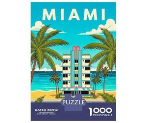 Rompecabezas De 1000 Piezas para Adolescentes Miami Art Deco Travel Rompecabezas para Adultos Juegos Divertidos Desafío Difícil para Cumpleaños, Navidad 38x26cm/1000pcs