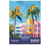 Rompecabezas De 1000 Piezas para Adolescentes Miami Beach Art Print Rompecabezas para Adolescentes Juegos Familiares Desafío Difícil Regalos De Cumpleaños Y Únicos 52x38cm/1000pcs