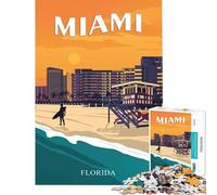 Rompecabezas de 1000 Piezas para Adolescentes Miami Florida EE UU Ideal para Viajes Juego Educativo Juguete Intelectual cumpleaños (tamaño 75x50cm)