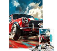 Rompecabezas de 1000 Piezas para Adolescentes Mini Cooper Rojo de Carreras Rompecabezas artístico para Adultos Juegos Familiares Decoración Actividades Divertidas en casa (Tamaño 38x52cm)
