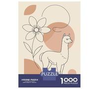 Rompecabezas De 1000 Piezas para Adolescentes Minimalist Llama and Flower Line Art Rompecabezas para Adultos Juego Práctico Carrera De Velocidad De Manos Regalos Y Cumpleaños Únicos 52x38cm/1000pcs