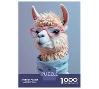 Rompecabezas De 1000 Piezas Para Adolescentes Minimalist Polygonal Llama with Glasses And Scarf Rompecabezas Para Adultos Juego De Ingenio Ensamblaje De Patrones Desafiante De Completar 52x38cm/1000pc