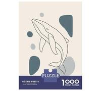 Rompecabezas De 1000 Piezas para Adolescentes Minimalist Whale Line Art with Shapes Rompecabezas para Adultos Juego Familiar Desafío Difícil 52x38cm/1000pcs