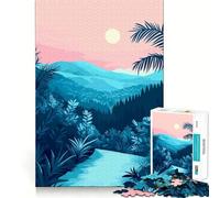 Rompecabezas de 1000 Piezas para Adolescentes,Minimalista,Paisaje de montaña en Tonos Pastel,Arte,Corte, lógica Divertida,Juguete Divertido,Juego Tranquilo,diversión de cumpleaños,Juego