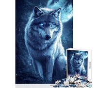 Rompecabezas de 1000 Piezas para Adolescentes Mirada de Lobo a la luz de la Luna - Juego Familiar Actividades Familiares Juguete decoración de Pared colección de Artistas Bellas Artes (50x75cm)