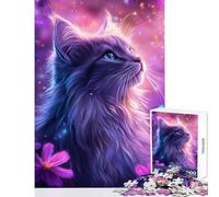 Rompecabezas de 1000 Piezas para Adolescentes Mirada Felina encantada - Juego Imposible decoración de Pared Juguete Educativo diversión en casa (50x75cm)