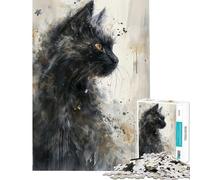 Rompecabezas de 1000 Piezas para Adolescentes Mirada Felina mística Rompecabezas para Adultos Juego práctico Arte de Pared cumpleaños y Navidad (Tamaño 38x26cm)
