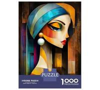 Rompecabezas De 1000 Piezas Para Adolescentes Modern Cubist Vision of Girl with A Pearl Earring Rompecabezas Para Adultos Juegos Relajantes Mejora La Memoria Ayuda A Ejercitar El Cerebro 38x26cm/1000p