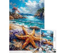 Rompecabezas de 1000 Piezas para Adolescentes Molino de Viento Estrella de mar Pintura Juego Educativo para Mejorar la Memoria Juguete Educativo para desestresar el intelecto (50x75cm)