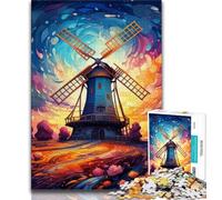 Rompecabezas de 1000 Piezas para Adolescentes: Molinos de Viento de Colores, Juego de Preguntas y respuestas Ideal para Toda la Familia (tamaño 38x26cm)