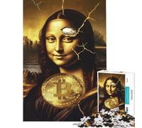 Rompecabezas de 1000 Piezas para Adolescentes Mona Lisa Bitcoin Juegos Familiares decoración del hogar interacción Entre Padres e Hijos (tamaño 50x75cm)