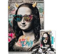 Rompecabezas de 1000 Piezas para Adolescentes Mona Lisa con Gafas de Sol Juguetes educativos Juegos antiestrés cumpleaños y Regalos 26x38cm