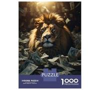 Rompecabezas De 1000 Piezas para Adolescentes Money Lion Rich Dollars Rompecabezas para Adultos Juego Práctico Ensamblaje De Patrones Regalos para Reducir El Estrés 38x26cm/1000pcs