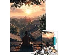 Rompecabezas de 1000 Piezas para Adolescentes Monje al Amanecer Rompecabezas antiestrés Regalo de cumpleaños para Amigos y Familiares (tamaño 38x52cm)
