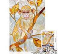 Rompecabezas de 1000 Piezas para Adolescentes Mono Animal Dorado Juguete para decoración de Pared Regalo de Amigo Secreto Juego Imposible descompresión Intelectual tamaño 38x26cm