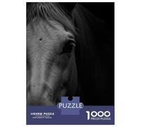 Rompecabezas De 1000 Piezas para Adolescentes Monochrome Horse Portrait Rompecabezas para Adultos Juegos Familiares Mejora La Memoria Cumpleaños Y Navidad 38x26cm/1000pcs