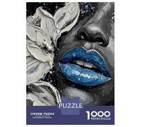 Rompecabezas De 1000 Piezas para Adolescentes Monochrome Portrait with Blue Lips Painting Rompecabezas para Adultos Juegos Divertidos Decoración Cumpleaños, Navidad 70x50cm/1000pcs