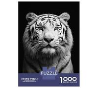 Rompecabezas De 1000 Piezas para Adolescentes Monochrome Tiger Portrait Rompecabezas para Adultos Juguete Decoración De Pared Mejora La Memoria Desafío Educativo 38x26cm/1000pcs