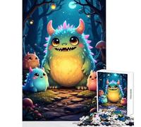 Rompecabezas de 1000 Piezas para Adolescentes Monstruos adorables en un Bosque Rompecabezas Educativo de 1000 Piezas Regalo Ideal para cumpleaños Aprendizaje Educativo (38x52cm)