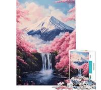 Rompecabezas de 1000 Piezas para Adolescentes Montaña Fuji Cascada Sakura Rompecabezas para Adultos Juego práctico desafío difícil Toda la Familia (Tamaño 38x26cm)