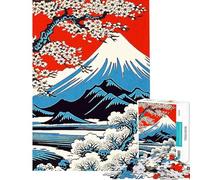 Rompecabezas de 1000 Piezas para Adolescentes montaña Fuji Estilo Vintage para Adultos Juegos relajantes Divertidos y con Humor Ideales para cumpleaños y Navidad (tamaño 38x26cm)