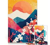 Rompecabezas de 1000 Piezas para Adolescentes Montaña Japonesa al Atardecer,Corte Suave,Juguete para ejercitar el Cerebro,Tiempo de Juego Relajante,Actividad de cumpleaños (38x52cm)