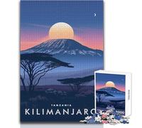 Rompecabezas de 1000 Piezas para Adolescentes, montaña Kilimanjaro, Tanzania, Juego Educativo Familiar Que Mejora la Memoria, Regalos de cumpleaños, tamaño 38x26cm
