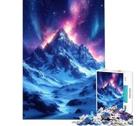Rompecabezas de 1000 Piezas para Adolescentes Montaña Nevada bajo la Aurora Boreal Juegos relajantes Juguetes adictivos para Cultivar la Paciencia Obra de Arte Regalo Decoración de Pared (50x75cm)