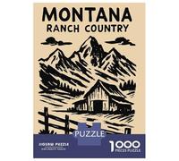 Rompecabezas De 1000 Piezas para Adolescentes Montana Ranch Country Barn and Mountains Rompecabezas para Adultos Juegos Divertidos Decoración Perfecta Regalo De Cumpleaños, Regalos, 70x50cm/1000pcs