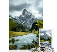 Rompecabezas de 1000 Piezas para Adolescentes montaña Tras un río Juguete Educativo Regalo para Mujeres y Hombres Juegos de relajación interacción Entre Padres e Hijos tamaño 50x75cm