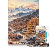 Rompecabezas de 1000 Piezas para Adolescentes Montañas de otoño,Arte de Bordes precisos,Juguete para Entrenar la Mente,Juego para Pasar un rato Agradable,decoración navideña (38x26cm)