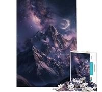 Rompecabezas de 1000 Piezas para Adolescentes Montañas místicas iluminadas por la Luna Diversión en casa Ideal para Toda la Familia Juegos Familiares Apto para Mayores de 14 años (38x52cm)