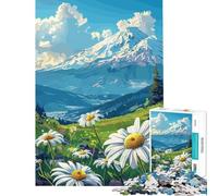 Rompecabezas de 1000 Piezas para Adolescentes Monte Fuji y Dalias Actividades Divertidas en casa Juegos de Corte de precisión para Relajarse para Mayores de 14 años Juego de Rompecabezas Incluido
