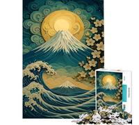 Rompecabezas de 1000 Piezas para Adolescentes Monte Fuji y Olas Rompecabezas artísticos para Adultos Juegos Divertidos Difícil Ideal para cumpleaños y Navidad (Tamaño 38x52cm)