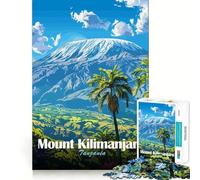 Rompecabezas de 1000 Piezas para Adolescentes Monte Kilimanjaro,Tanzania Póster de Viaje Corte Diversión lógica Juguete Juego Tranquilo Diversión de cumpleaños Juego 50x75cm