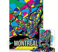 Rompecabezas de 1000 Piezas para Adolescentes Montreal Canadá Pop Art Mapa de la Ciudad Arte de Viaje Arte de Corte preciso Juguete Inteligente para Tiempo de Juego Actividad de cumpleaños