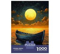 Rompecabezas De 1000 Piezas Para Adolescentes Moonlit Boat Journey - Naïf Dreamy Night Art Rompecabezas Para Adultos Juegos Relajantes Ensamblaje De Patrones Regalos De Cumpleaños Y Únicos 70x50cm/100