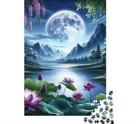 Rompecabezas De 1000 Piezas para Adolescentes Moonlit Lotus Pond Rompecabezas para Adultos Juego Práctico Decoración Gran Regalo para Jugar 70x50cm/1000pcs