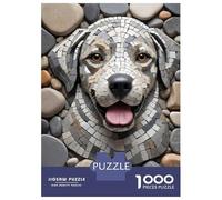 Rompecabezas De 1000 Piezas Para Adolescentes Mosaic Dog Portrait with Stone Background Rompecabezas Para Adolescentes Juego Práctico Desafío Difícil Oferta Como Regalo Para Toda La Familia 52x38cm/10